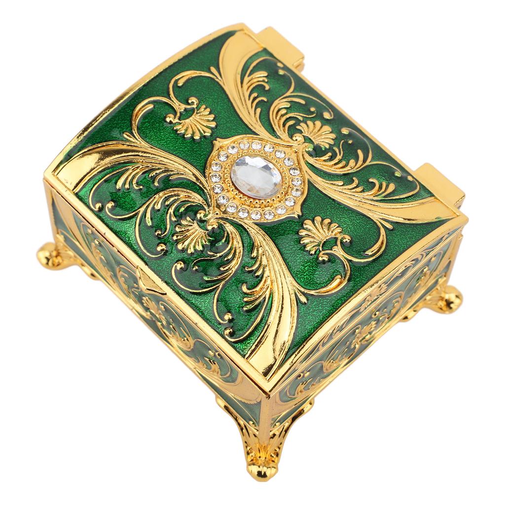 Vintage Emaille Schmuckschatulle   Rechteckige Form   Innenfutter Schmuckaufbewahrungsbox für Mädchen