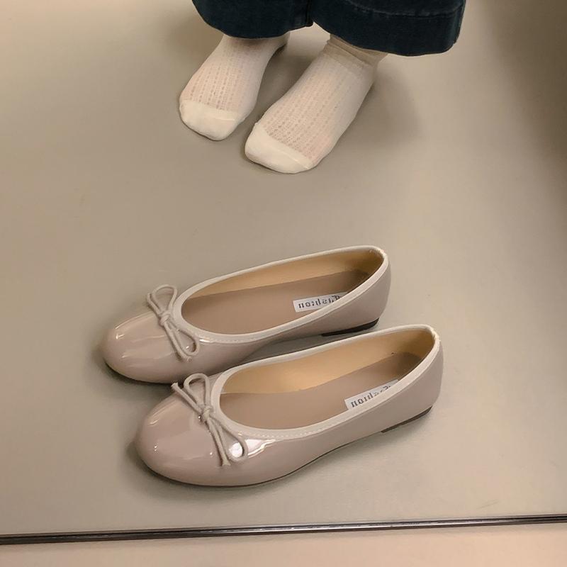 

Весенние женские балетки с бантиком-бабочкой, неглубокие слипоны, повседневные, с мягкой подошвой, женская кожаная обувь 35 серый