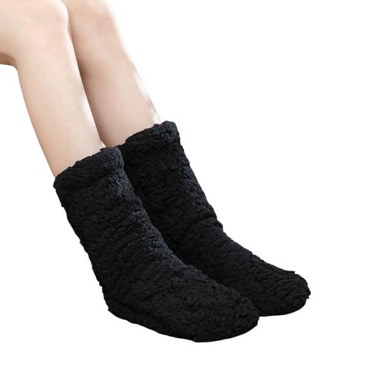 Warm Fluffy Socks Winter Thickened Fuzzy Socks with Elastic Cuffs Solid Color Cozy Sleeping Socks for Indoor Lounging Sleeping