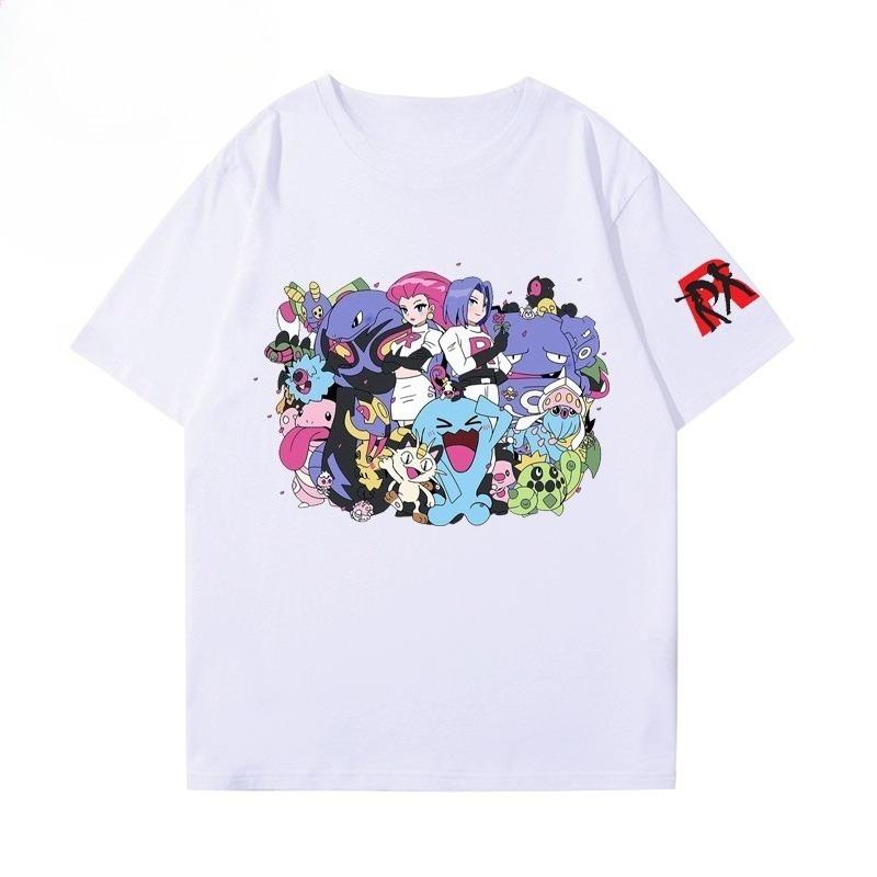 Hot Anime Pokémon Psyduck Creative Team Rocket Printed New T-Shirt Men Women's Street Harajuku Loose Casual Short Sleeve Top