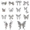 10Pcs/Bag Butterfly Shaped Nail  Nail Charm Silver Alloy Nail Pearl Jewelry Accessories Nail Supplies