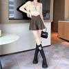 Women's Fall Winter Outer Wear High Waisted Slimming A-Line Wide Leg PU Leather Shorts Black Pants Mini Shorts Versatile Slim Fit Hot Pants
