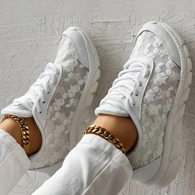 Breathable Lightweight Lace Mesh Women's Sneakers Non-Slip Sole Casual Shoes
