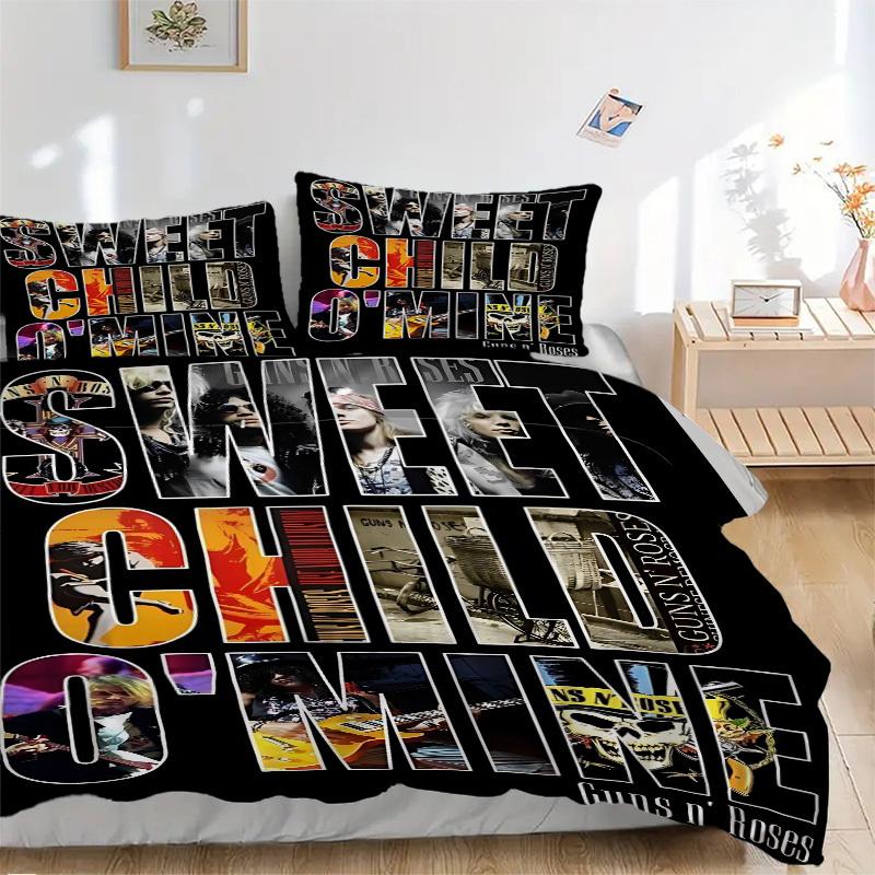 

Набор пододеяльников 3 шт. Guns n Roses - Можно стирать в машине, Включает 1 пододеяльник и 2 наволочки, Без наполнителя, Всесезонный декор для дома для 135x200cm