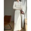Women's Extra Long Slimming Knitted Polo Collar Dress for Autumn and Winter