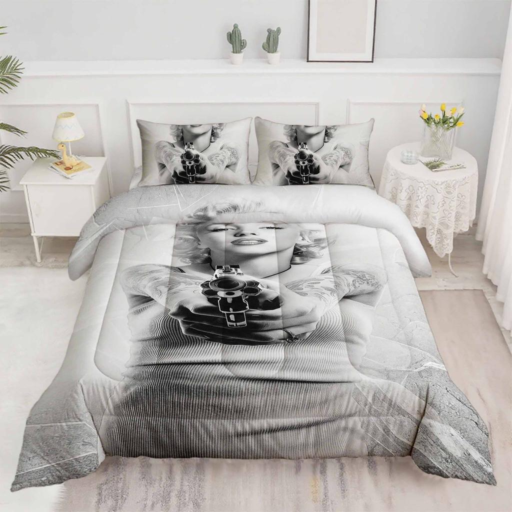 Sexy Woman 2Pcs Soft Breathable Duvet Cover Set, 3D Printed Bedding Set, Womanduvet Cover Pillowcases For Girl Boy Gift Single