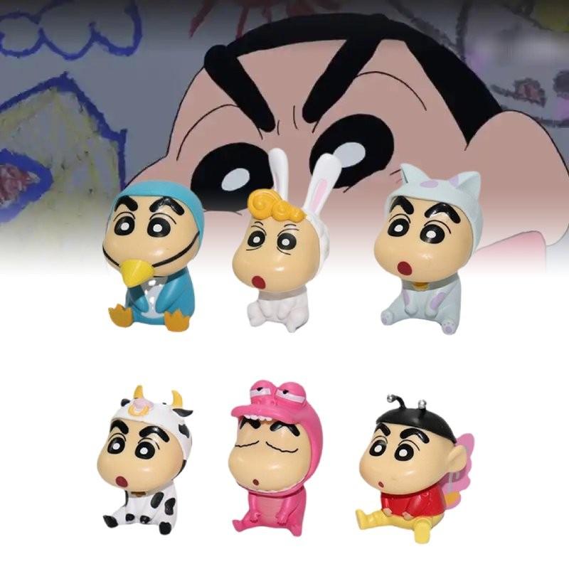 Crayon Shin 6pcs Chan Animals Costume Pvc Toy Model Desktop Decor Gift Christmas