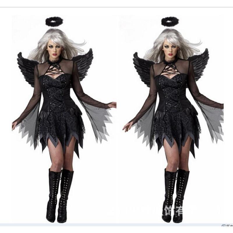 Halloween, Black Angel and White Angel Costumes, Vampires, Demon Party Costumes, Masquerade Female Performers