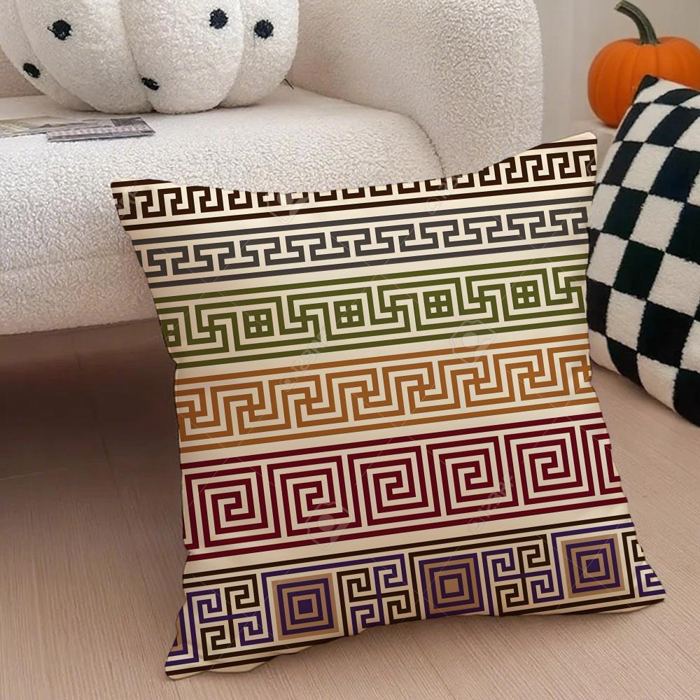 Chinese-Style Scroll Pattern Traditional Culture Cushion Cover Throw Pillow Cover Hidden Button Durable Polyester Chair Cushion