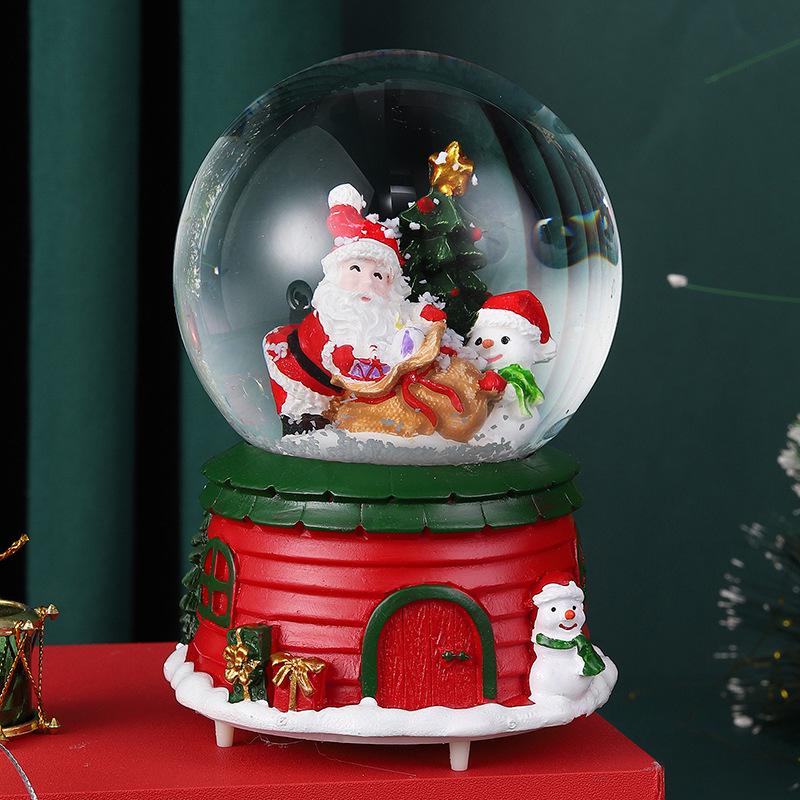 Cartoon Couple Crystal Ball Resin Snow Globe Music Box Toy