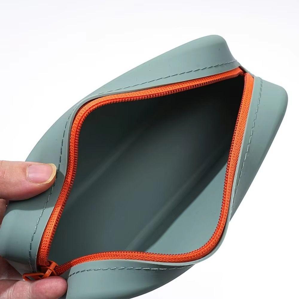 Zippered Pen Bag Silicone Stationery Organizer Ins Pencil Case Gift
