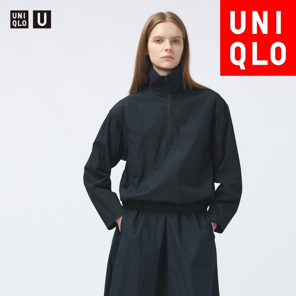 

Блузка Uniqlo из хлопковой смеси с застежкой-молнией на половину длины с длинным рукавом