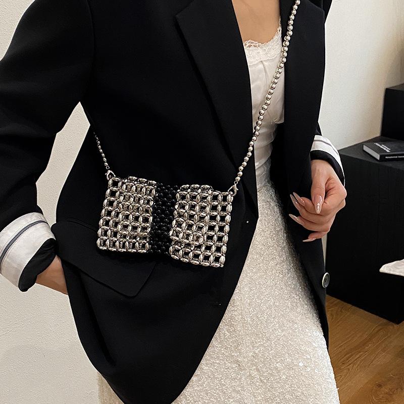 Summer acrylic woven women's bag 2025 new fashion hollow shoulder bag small fragrant versatile messenger beach bag