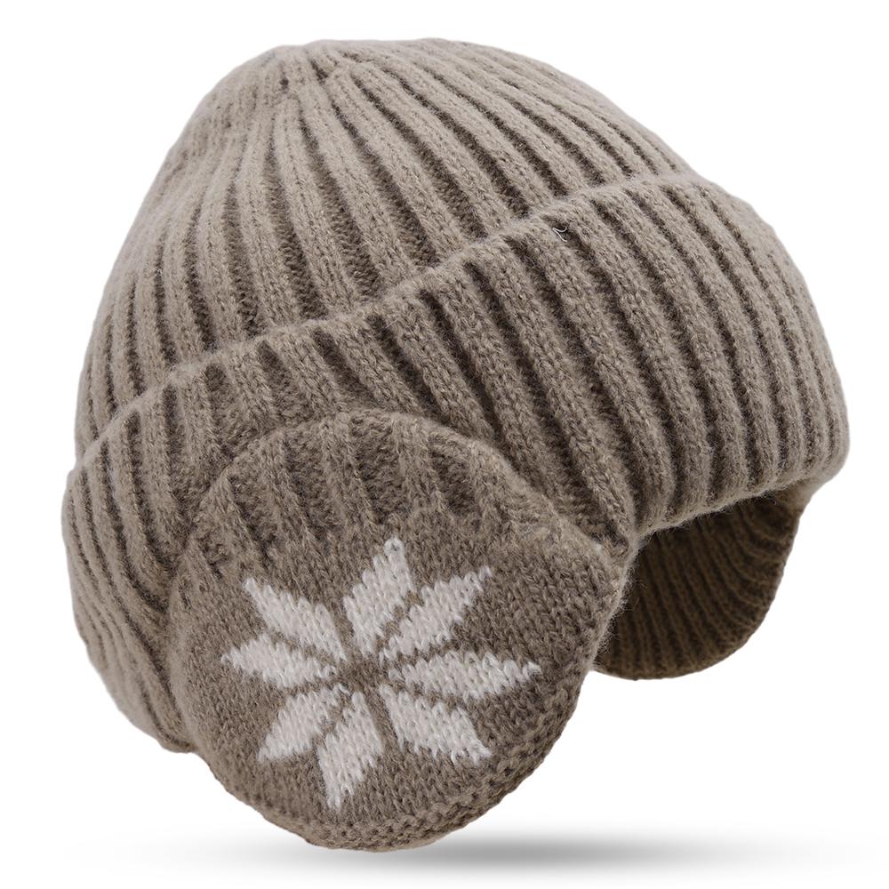 Winter Women Men Ear Protection Knitted Hat Velvet Warm Earmuffs Cap Soft Wool Ski Riding Bonnet Plush Thicken Skullies Beanies