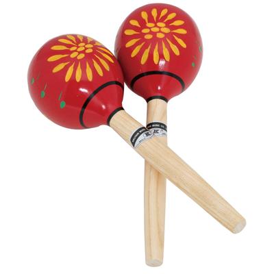 Kiktani Maracas Round 1 Pair Diameter 95mm Total Length 315mm Red MA-3500