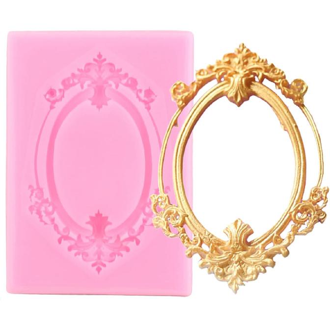 ZiXiang Photo Frame Silicone Molds Baroque Style Picture Frames Fondant Mold For Cupcake Topper Cake Decoration Chocolate Candy Polymer Clay Gum