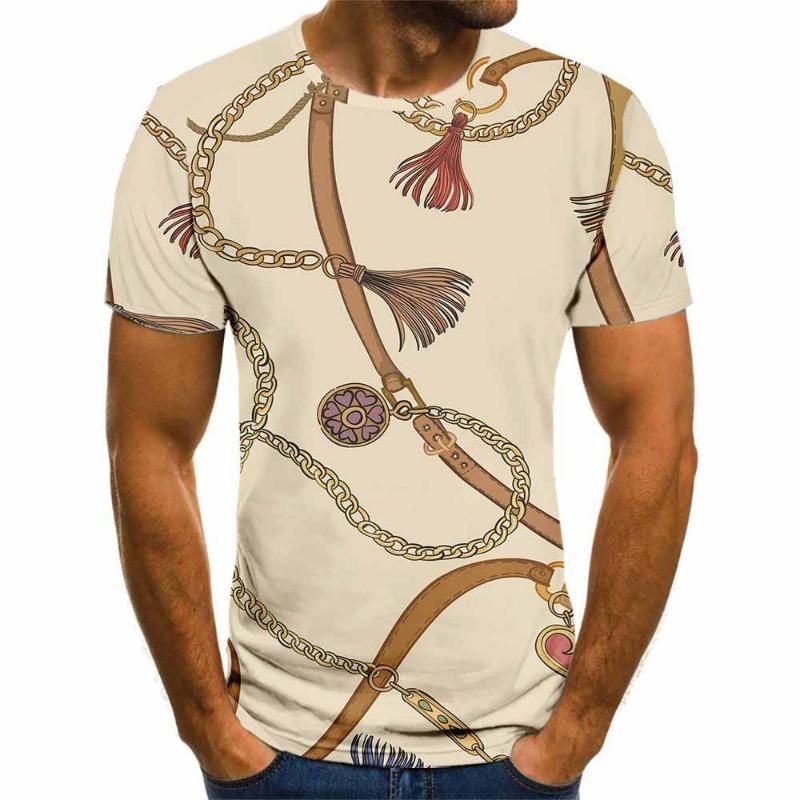 Summer Men's Round Neck Short Sleeved T-shirt Street Fashion 3D Digital Printed T-shirt Top