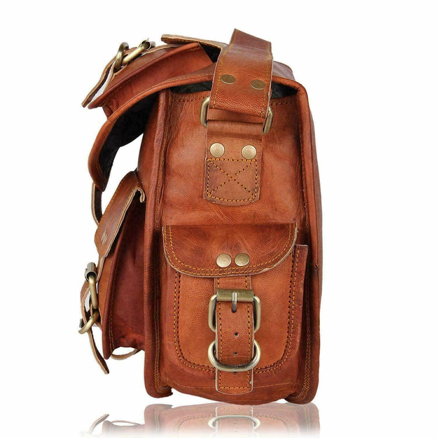 Кожаная винтажная натуральная большая сумка на ремне — фото 2