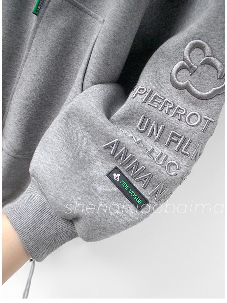 2023 Autumn/Winter Imitation Hua Cotton Loose Mid-Length Fleece-Lined Thick Coat