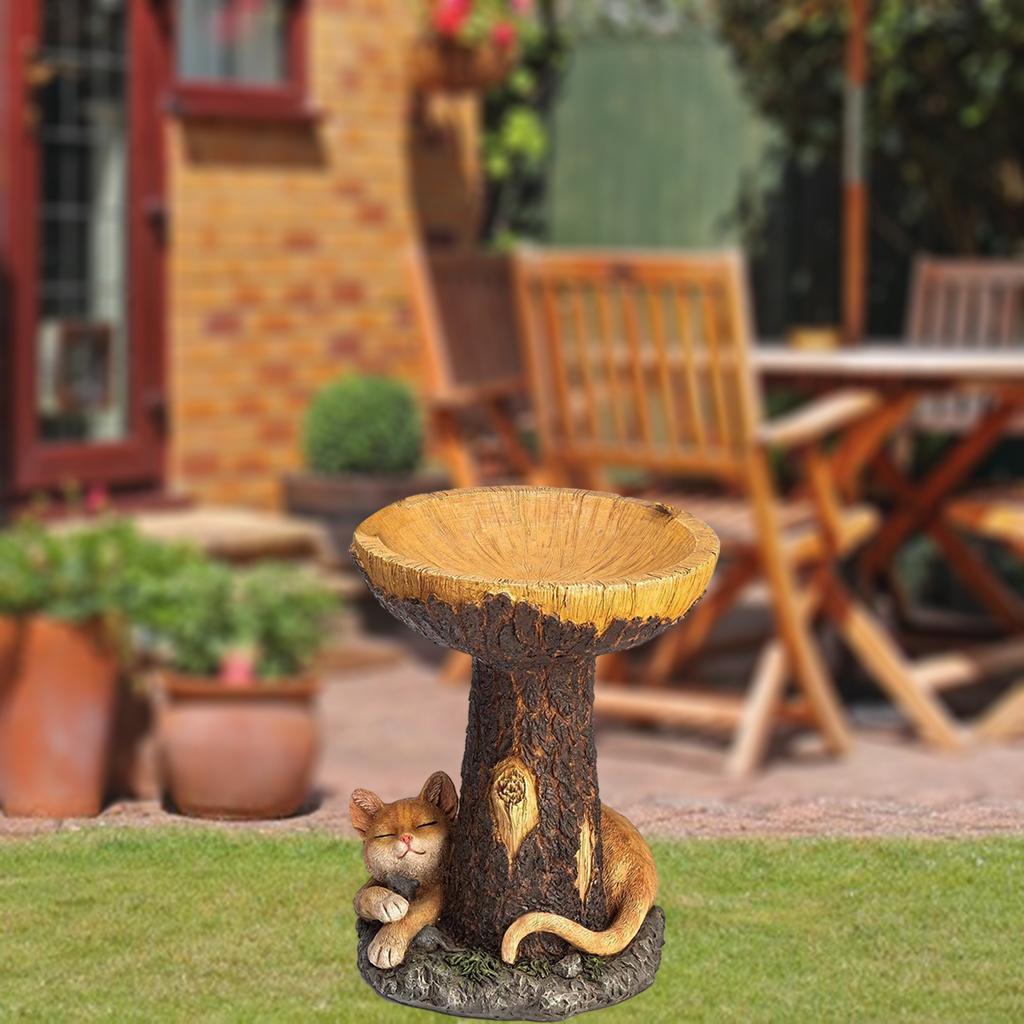 Resin Bird Bath Garden Lawn Yard Birdbath Birds Feeder Ornament Tray Decor коричневый