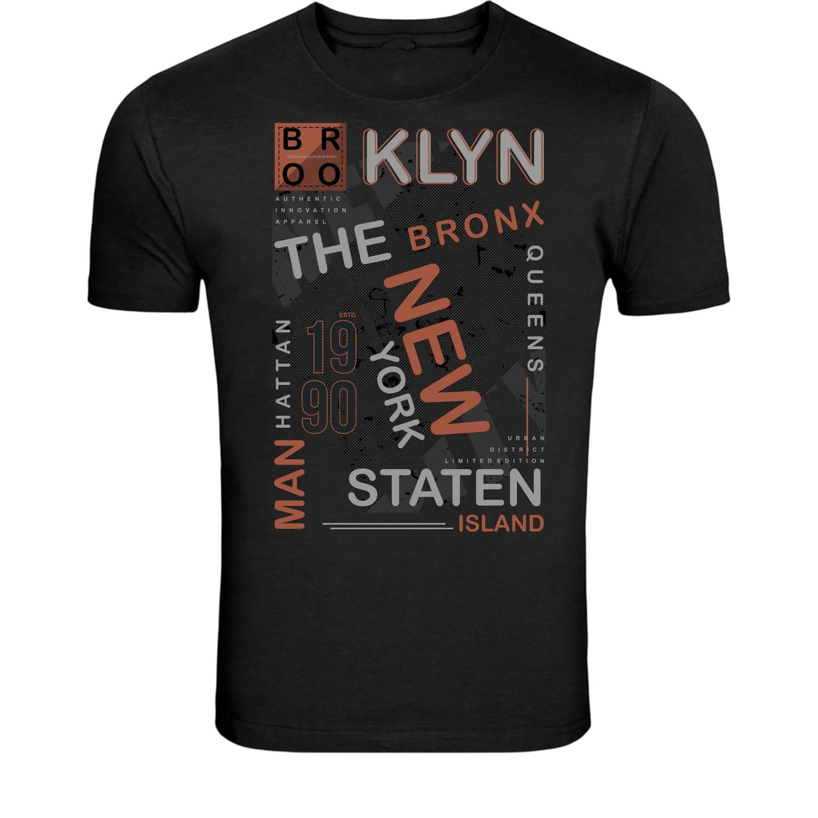 New York Boroughs Typography T-Shirt - Urban NYC Street Style M