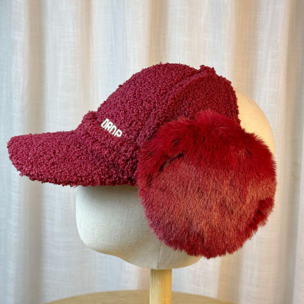 Winter New Style Lamb Wool Empty Top Baseball Hat for Women Thickened Warm and Versatile Letter Embroidered Peaked Cap
