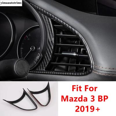 Car Dashboard Air AC Conditioning Outlet Vent Frame Cover Trim Carbon Fiber Accessories Interior Fit For Mazda 3 BP  -