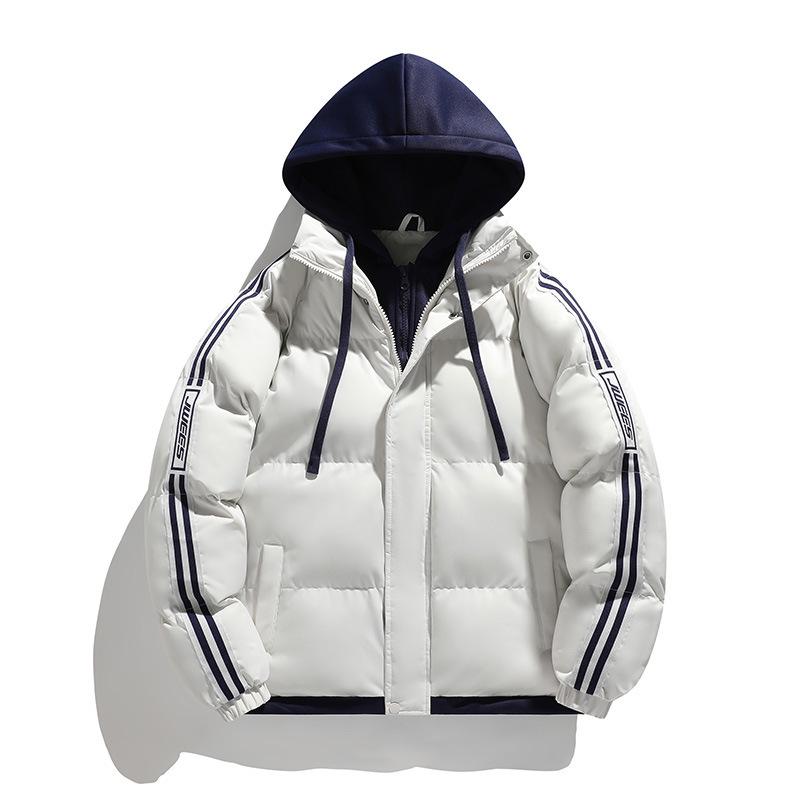 Men s 2026 Autumn/Winter Hooded Cotton Jacket - Thick, Warm, Trendy Striped Design for Couples M
