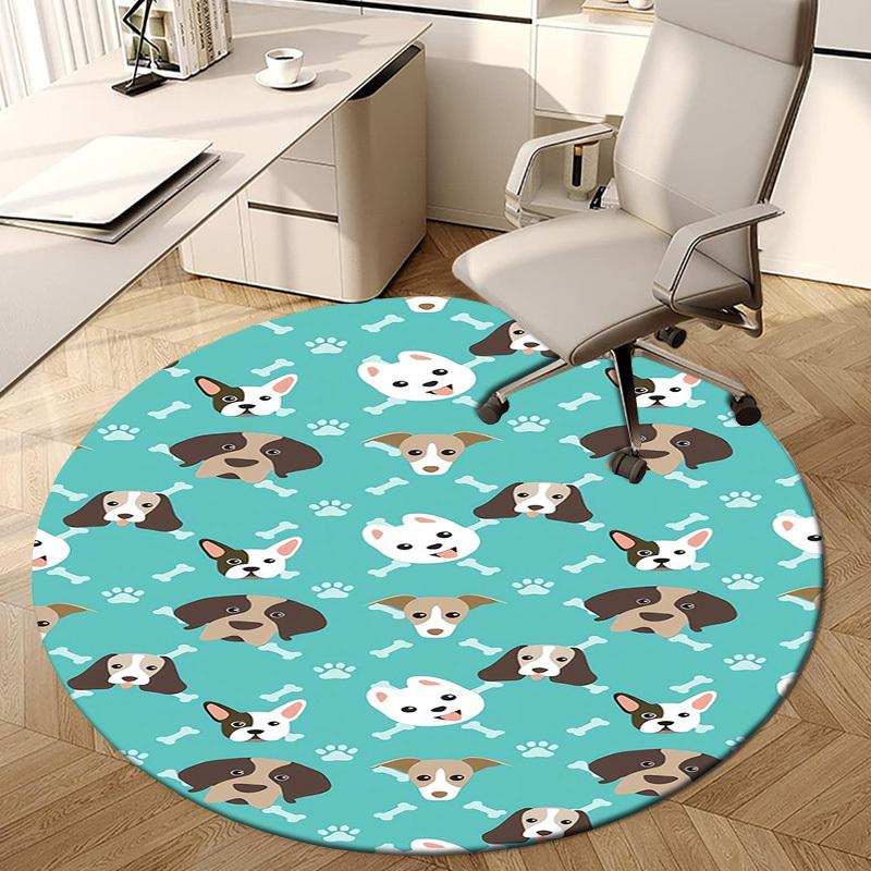 1pc Office Carpet Chair Mats Dogs, Bones, Paws, Teal Background Perfect for Decorating Office Chairss, Or Bedrooms.YDT342