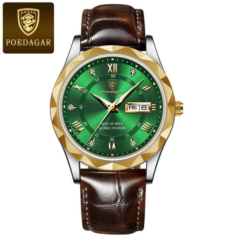 POEDAGAR New Fashionable Trendy Youth Leisure Simple Luxury Men's Watch Waterproof Luminous Calendar Quartz Watch