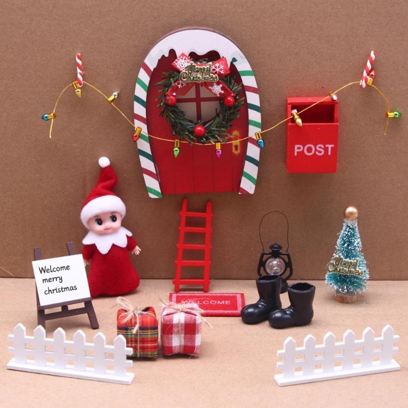 Holiday Dollhouses Rainbow Door Decoration Set Safe User friendly Materials Easy Assembly For Christmas Display And Storage