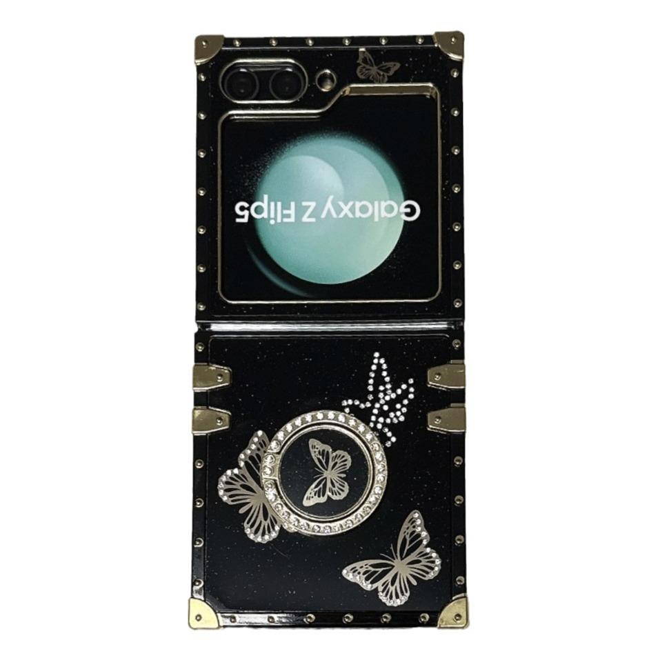 

Suitable for Samsung ZFLIP6 Folding Screen Mobile Phone Shell Shell Pattern Bracket Diamond Insert Suitable for Z Flip3 4 5 Z FLip3