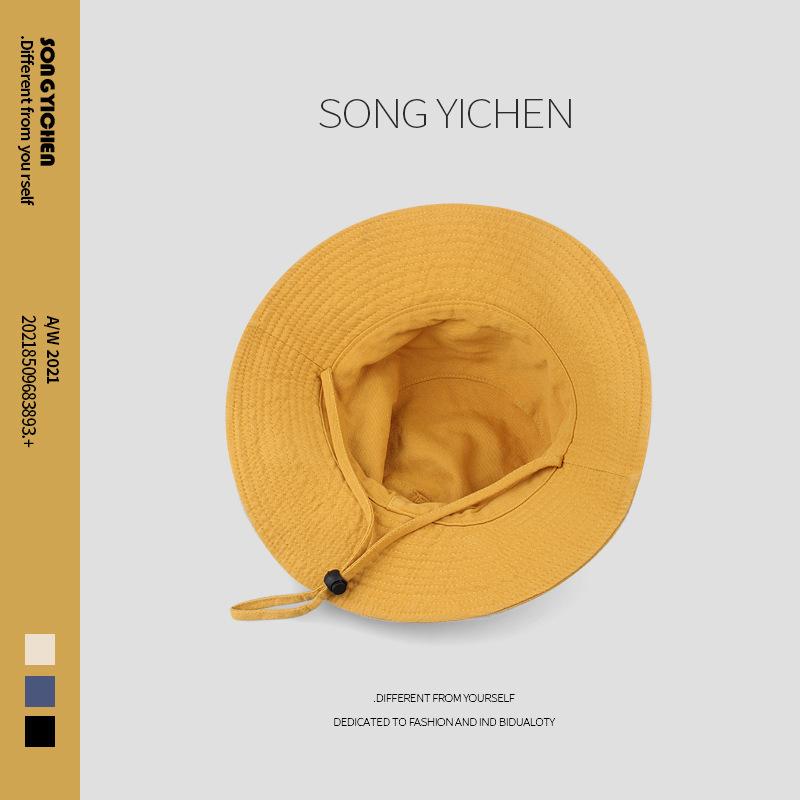 Japanese Outdoor Travel Mountaineering Sun Protection Hat Men and Women Summer Large Bridle Western Denim Sunshade Drawstring Fishing Fisherman Hat