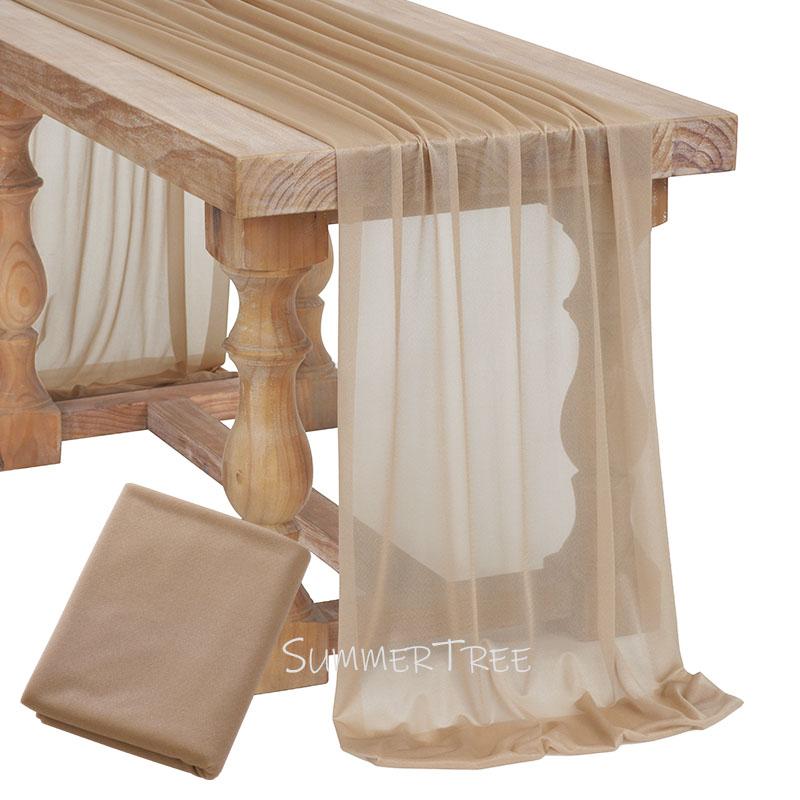 Flowy Drape Sheer Gauze Table Runner Rustic Boho Burgundy Blush Pink for Wedding Party Baby Bridal Shower Dining Table Decor 5