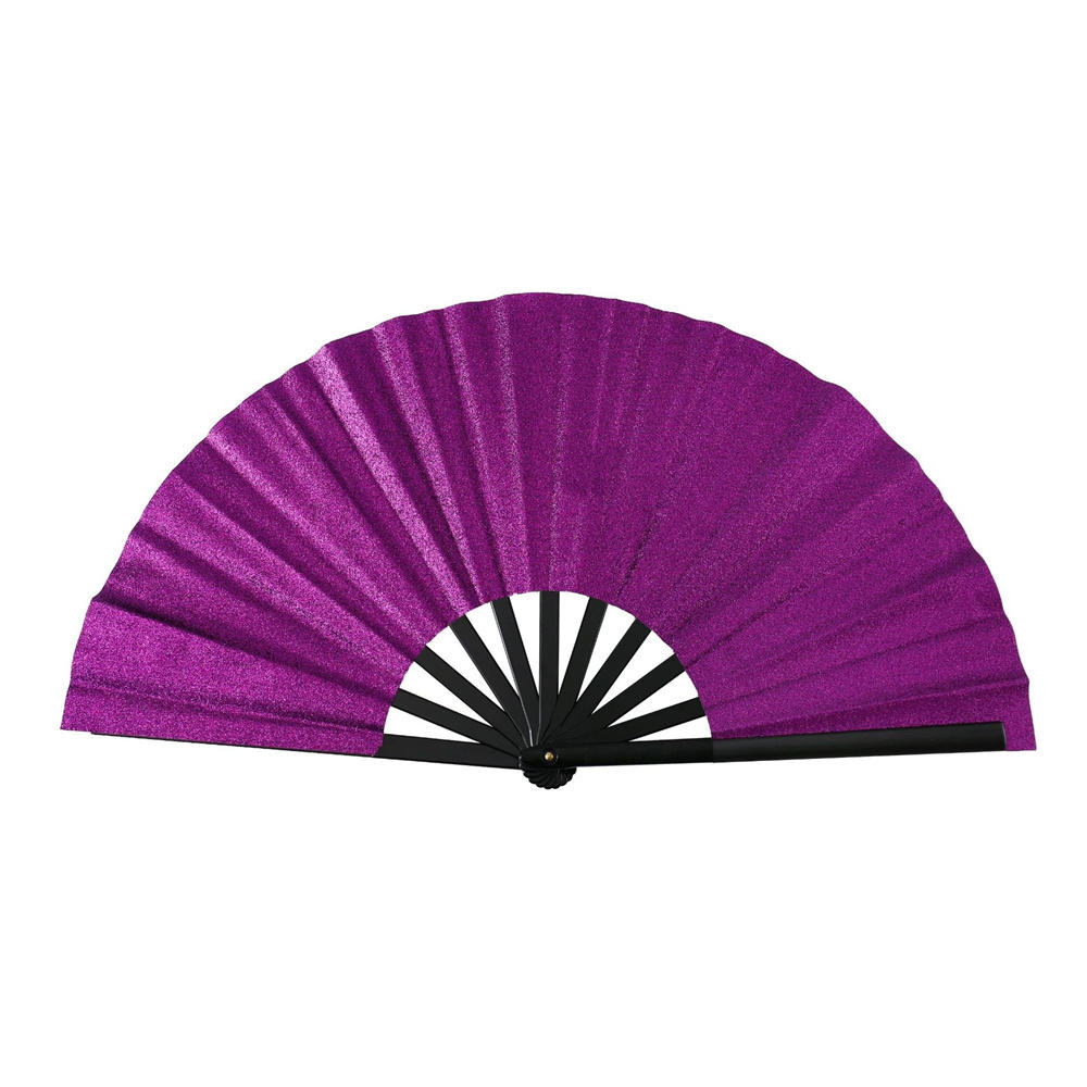 New Foldable Bamboo Fan 33cm Lightweight Holding Laser Colors Hand Fan Portable PVC Clack Clapping Fans for Line Dancing
