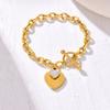 Double Love Heart Charm Bracelets Girls Silver Gold Color Stainless Steel Bracelet For Women Steel Hand Chains Wristband Jewelry