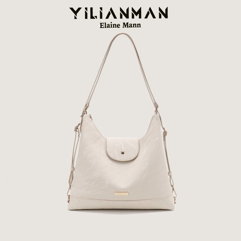 

Iliman Women s Bag Original Niche Design Multi-Functional Simple Tote Bag 2025 Large Capacity Two Shoulders Cross-Body Bag Beige White(Counter genuine goods)