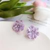 Exquisite Big Purple Flower Stud Earring for Women French Retro Elegant Japanese Sweet Resin Ear Wedding Party Jewelry