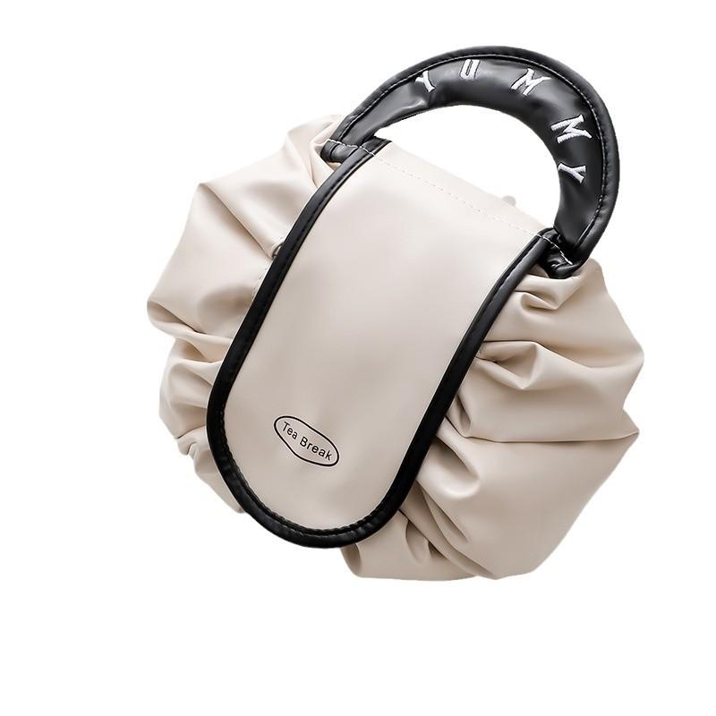 Women's Lazy Drawstring Makeup Bag - Large, Portable, Waterproof Cosmetic Travel Organizer