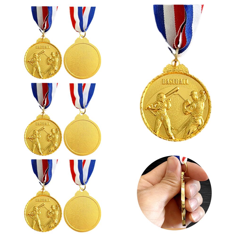 10Pcs Baseball Medals Award Medals 5cm Competition Prize Medals with Neck Ribbon Baseball Memorial Medal for Party Favors