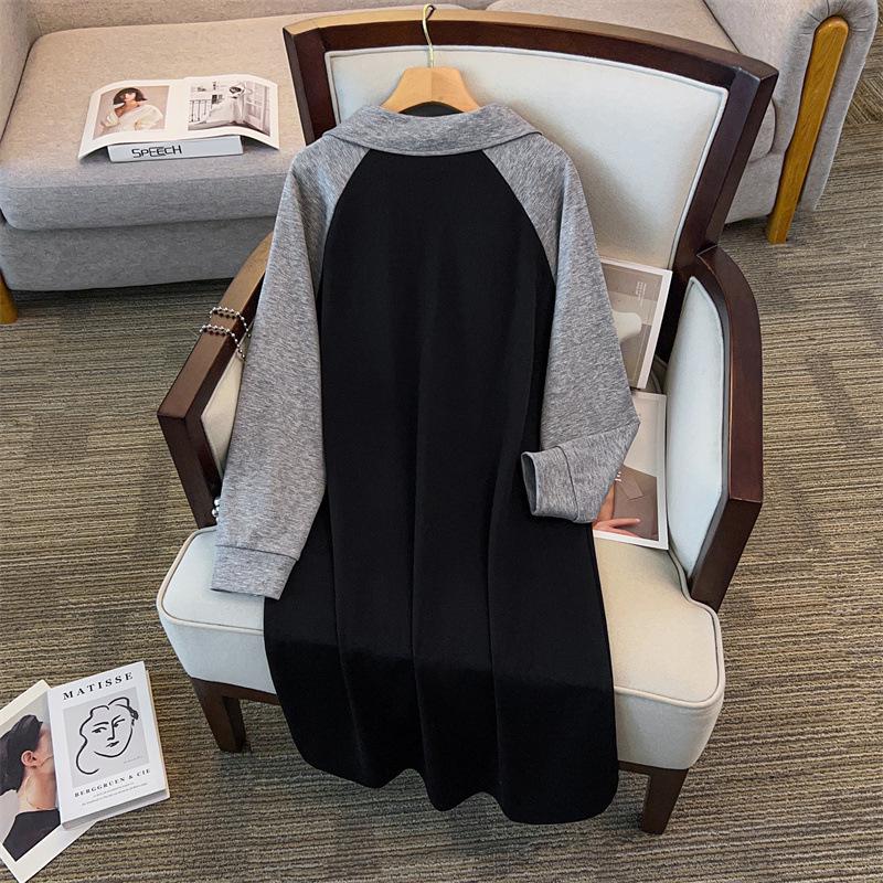 Plus Size Women's Loose Hoodie Dress - Bust 150/160 Cm, Sizes 200-350 Jin
