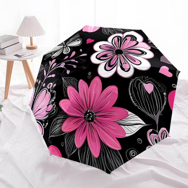 1pc Floral Pattern Automatic Opening/Closing Umbrella with Operation & Windproof Canopy Yy260311047