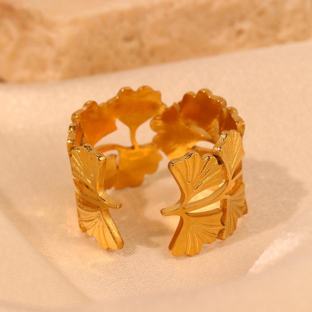 

Кольцо из нержавеющей стали Wen Wan Yi Ren Ginkgo Biloba с регулируемым размером для женщин и мужчин для повседневной носки