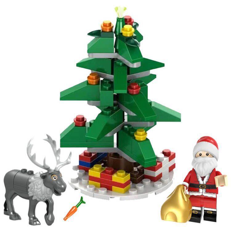 Christmas Santa Claus Reindeer Snowman Christmas Tree Model Building Blocks Mini Figure Toy Set Decoration Gift 5PCS