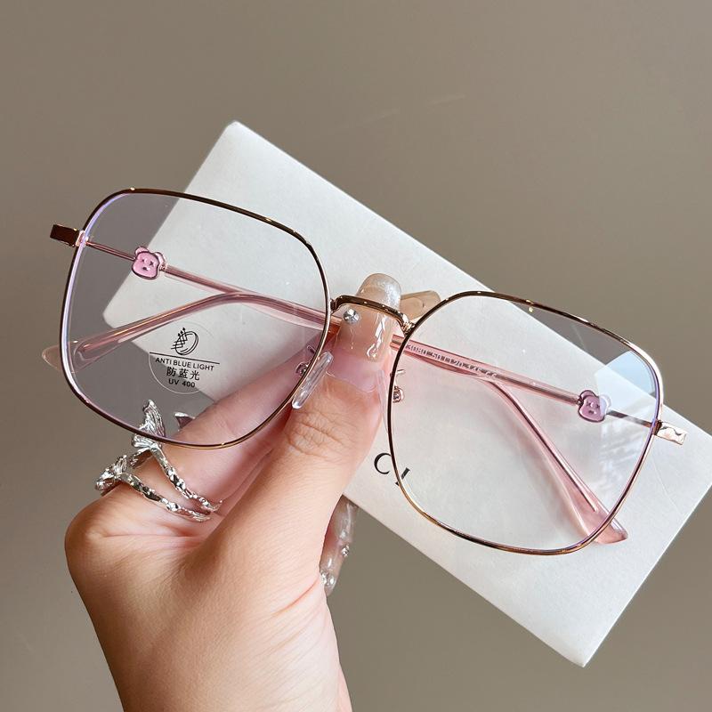 Square Shape Woman Glasses Korean Stylish Blue Light Blocking Women'S Glass Frame European American Decorative Glass