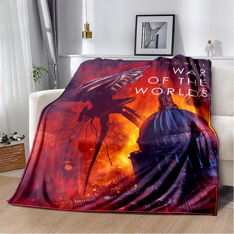 Krieg der Welten Retro Alien UFO Druck Flanell Überwurfdecke Warm Sofa Bett Heimdeko Fan Geschenk