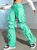 Rose Beauty A Flap Pockets Drawstring Ruched Cargo Parachute Pants