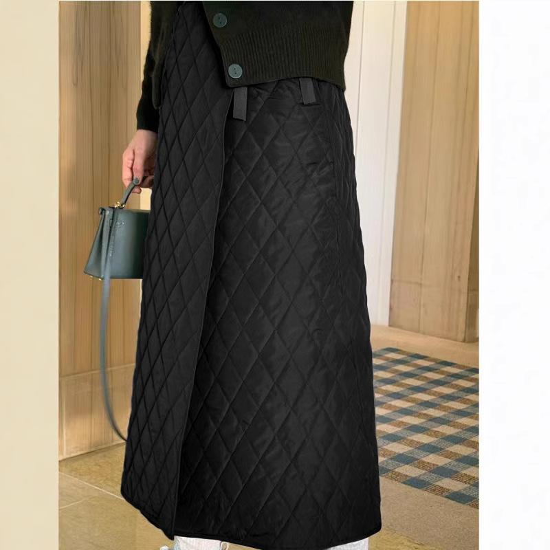 

Новая зимняя хлопковая юбка с ромбовидным узором для женщин, высококачественная, в стиле ретро, с эластичной высокой талией, А-силуэта, средней длины One size