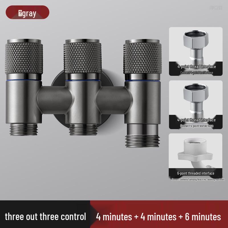All-Copper Three-Way Diverter Valve with Triple Control Angle Faucet