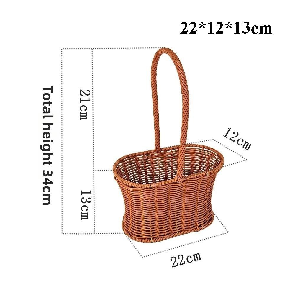 With Handle Imitation Rattan Handhold Household 7 Styles Weaving Flower Basket Handwoven Vegetable Fruit Flowers Holder